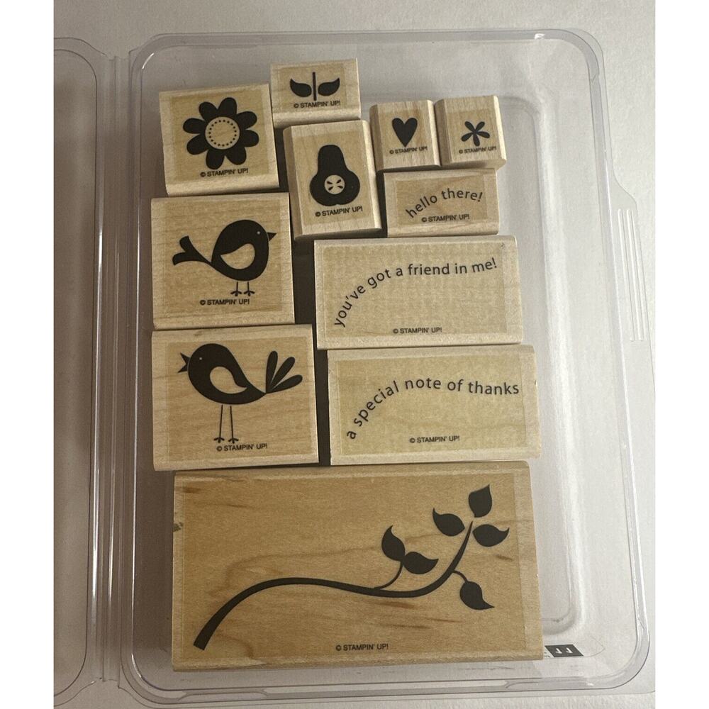 Stampin Up CHEAP TALK Wood Stamp Set Of 11 you've got a friend in me hello there
